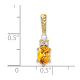 14K Polished Diamond and Citrine Twisted Chain Slide