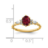 14K Polished Diamond and Lab Created Ruby Twisted Ring