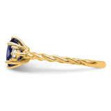 14K Polished Diamond and Lab Created Sapphire Twisted Ring