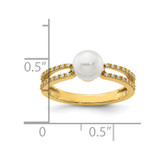 14K Polished Diamond and Pearl Fashion Ring