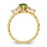 14K Polished Diamond and Peridot Twisted Ring