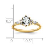 14K Polished Diamond and White Topaz Twisted Ring