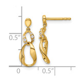 14K Polished Diamond Wavy Oval Dangle Post Earrings