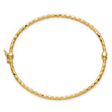 14k Polished Diamond-cut 2.20mm Hinged Oval Bangle Bracelet
