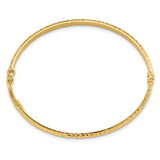 14K Polished Diamond-cut 4.00mm Hinged Oval Bangle Bracelet