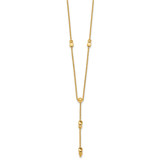 14K Polished Diamond-cut and Beaded 16 Inch Lariat Necklace Plus 2 Inch Extender