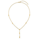 14K Polished Diamond-cut and Beaded 16 Inch Lariat Necklace Plus 2 Inch Extender