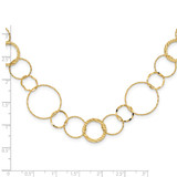 14K Polished Diamond-cut and Textured Circles 18 inch Necklace