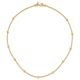 14K Polished Diamond-cut Beads and Mesh Chain 17 inch Necklace