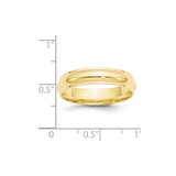 10k Yellow Gold 5mm Half Round with Edge Wedding Band Size 11