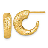 14k Polished Diamond-cut Hollow C-Hoop Post Earrings