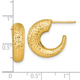 14k Polished Diamond-cut Hollow C-Hoop Post Earrings