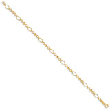 14k Polished Diamond-cut Ovals and Donut Beads 7.5 inch Bracelet