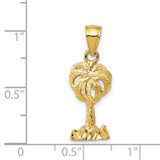 14k Polished Diamond-cut Palm Tree Pendant