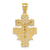 14k Polished Diamond-cut Pierced Lattice Design Cara Vaca Cross Pendant