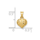 14k Polished Diamond-cut Small Puffed Heart Pendant