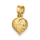 14k Polished Diamond-cut Small Puffed Heart Pendant
