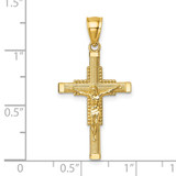 14k Polished Diamond-cut Textured Crucifix Pendant