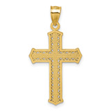14k Polished Diamond-cut Textured Fancy Pierced Design Cross Pendant - K1-1B20B8A2-1103