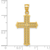 14k Polished Diamond-cut Textured Fancy Pierced Design Cross Pendant - K1-1B20B8A2-1103