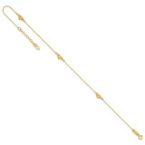 14k Polished Diamond-cut Triple Puffed Hearts 9 inch Anklet Plus 1 inch Heart Dangle Extender - AN-96FE1B94-5272