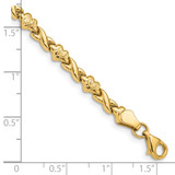 14k Polished Diamond-cut X-and-Heart 7 inch Bracelet
