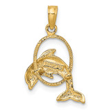 14K Polished Dolphin Jumping Through Hoop Charm - K7-6540BCD5-5488