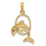 14K Polished Dolphin Jumping Through Hoop Charm - K7-F01EFC21-7074