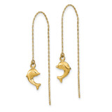 14k Polished Dolphins Threader Earrings