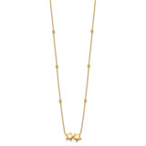 14K Polished Double Star with Diamond-cut Beads 16 inch Necklace Plus 2 inch Extender