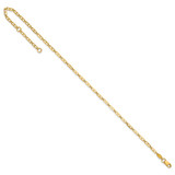 14k Polished Elongated Anchor Link 9 inch Anklet Plus 1 inch Extender