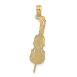 14K Polished Engraved Upright Bass Charm