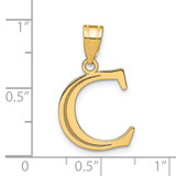 14k Polished Etched Letter C Initial Pendant - YC-1AD8B1DE-3753