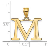 14k Polished Etched Letter M Initial Pendant - YC-F2042DE2-6879