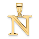 14k Polished Etched Letter N Initial Pendant - YC-3FEF2BE4-3264