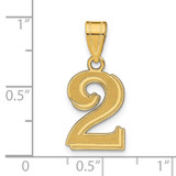 14k Polished Etched Number 2 Pendant