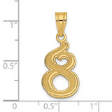 14k Polished Etched Number 8 Pendant