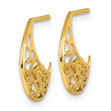 14k Polished Fancy Cut Out Design Post J-Hoop Earrings - TF-537F4EC0-3862
