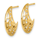 14k Polished Fancy Cut Out Design Post J-Hoop Earrings - TF-96C3741D-9708