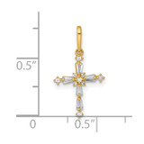 14k Polished Fancy CZ Cross Charm / Pendant