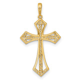 14k Polished Fancy CZ Passion Cross Pendant