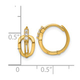 14k Polished Fancy CZ Round Hinged Hoop Earrings