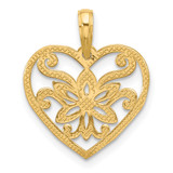 14K Polished Fancy Flower and Heart Charm