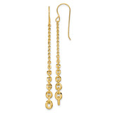 14k Polished Fancy Graduated Cable Chain Link Dangle Shepherd Hook Earrings