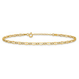 14K Polished Fancy Link Chain 9 inch Anklet Plus 1 inch Extender