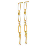 14k Polished Fancy Paperclip and Chain Link Dangle Post Earrings