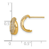 14k Polished Fancy Pave CZ J-Hoop Post Earrings