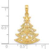 14k Polished Fancy Scrolled Christmas Tree Pendant