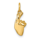 14K Polished Fingers Crossed Hand Pendant
