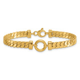 14k Polished Flat Curb Link with Center Circle Element 7.5 inch Bracelet